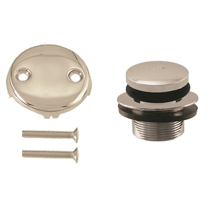 Westbrass 1-1/2" Tip-Toe Bathtub Drain with Two-Hole Overflow, Polished Nickel D93-2-05